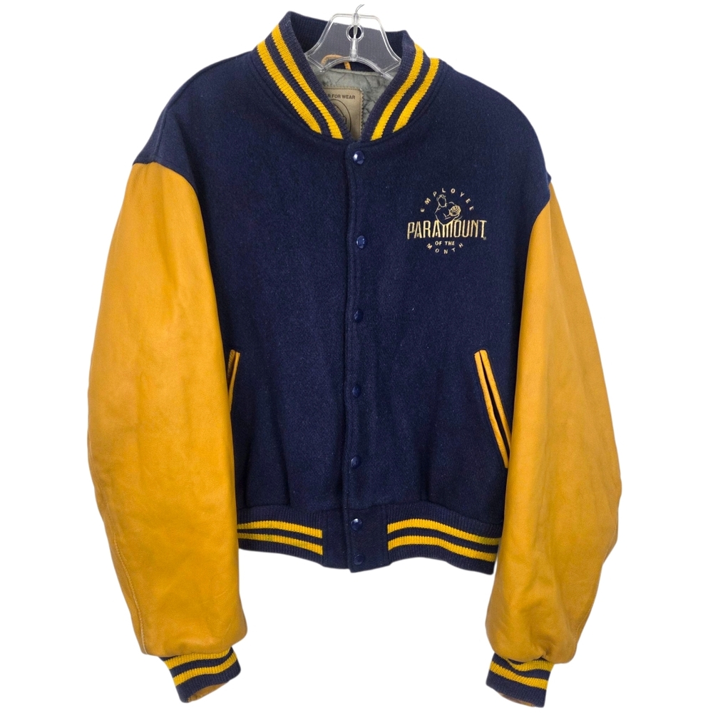 Vintage 70s Golden Bear Varsity Jacket Leather Mens Large Paramount Employee